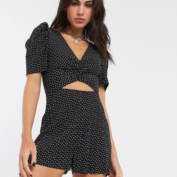 ASOS Pants - ASOS black & white polka dot romper